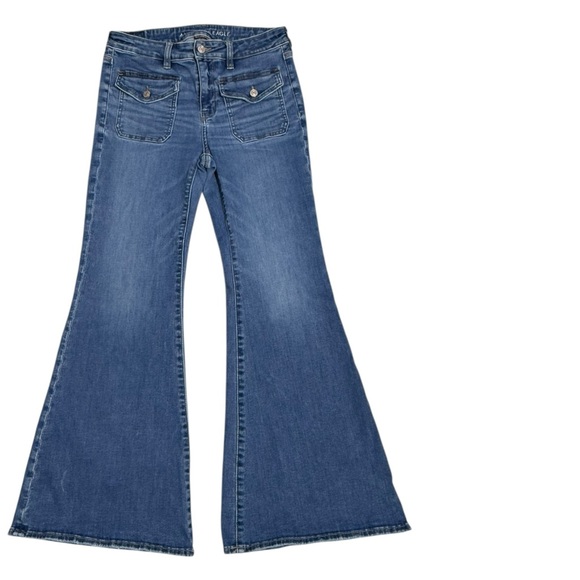 American Eagle Festival Flare Jeans Next Level Stretch Size 10 - Picture 3 of 9